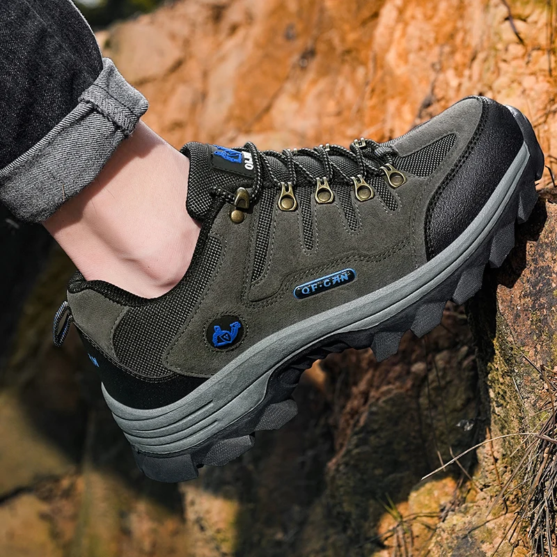 겨울 남성 가죽 캐주얼 신발 야외 여름 남성 미끄럼 방지 레이스업 트레킹 스니커즈 겨울 따뜻한 카우보이 하이킹 신발 성인용