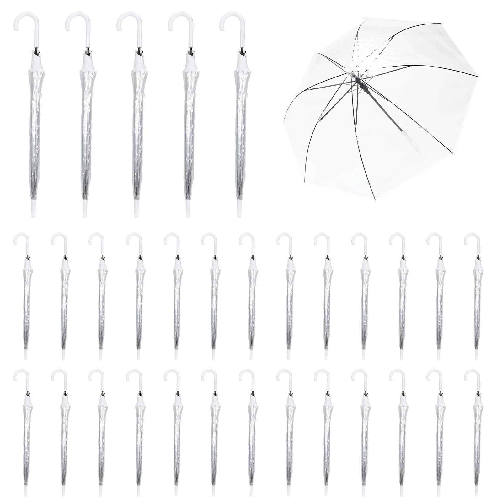 

Clear Umbrella for Rain Round Bubble Umbrella for Wedding With Wide Coverage Auto Open with J Hook Handle for Party Outdoor