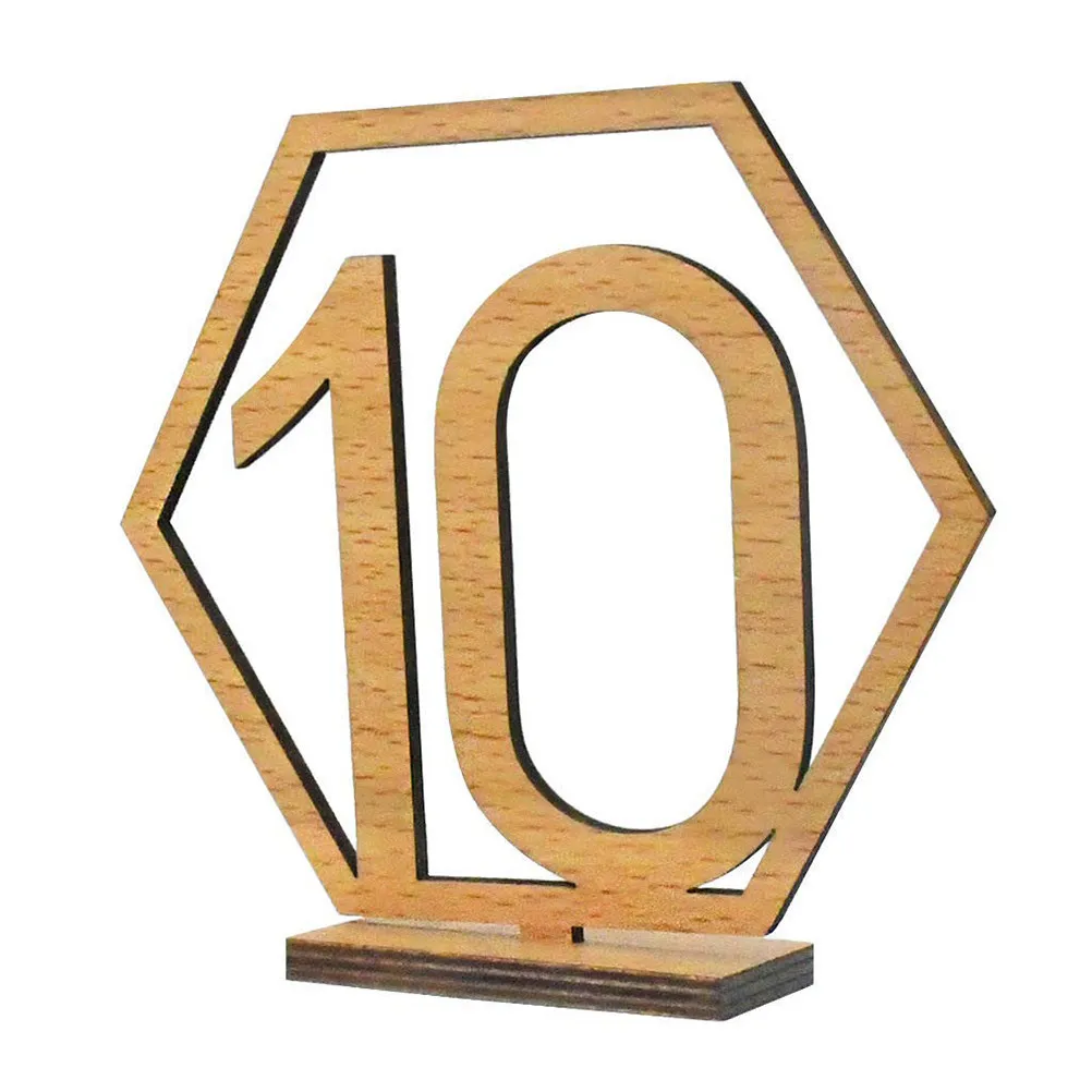 10Pcs Natural Wood Table Numbers Set 1 to 10 with Stand for Wedding Seating Chart Catering Event Table Numbering Wood Wedding