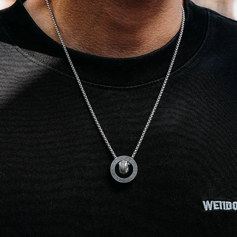Thai Silver Snake Scale Circular Necklace Men's High Grade Snake Year Accessories Trendy Necklaces Boy Gift KOFSAC - view 3