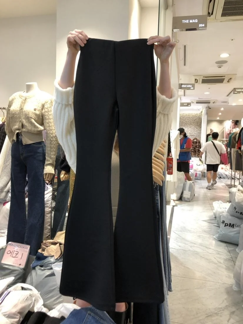 South korea Dongdaemun 2024 Autumn New Solid Versatile High Waist Thin Slim fit Slimming Bootleg Pants Trousers Women