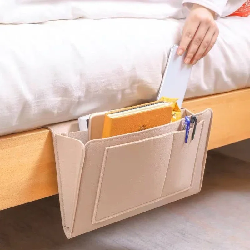 1Pc Felt Anti Slip Bedside Hanging Storage Organizer Sofa Side Pocket Couch Bed Holder Home Storage Bag Accessories