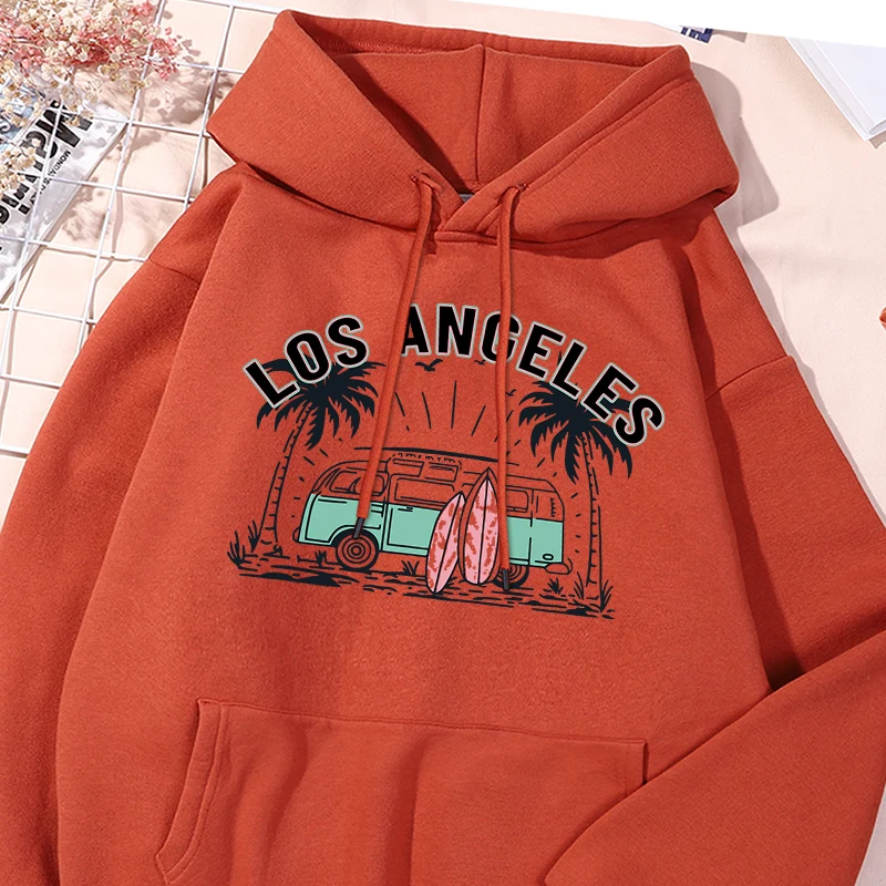 Los Angeles Printed Men'S Hoodie Fashion Versatile Sweatshirts Unisex Drawstring Tracksuit Streetwear Comfortable Pocket Tops