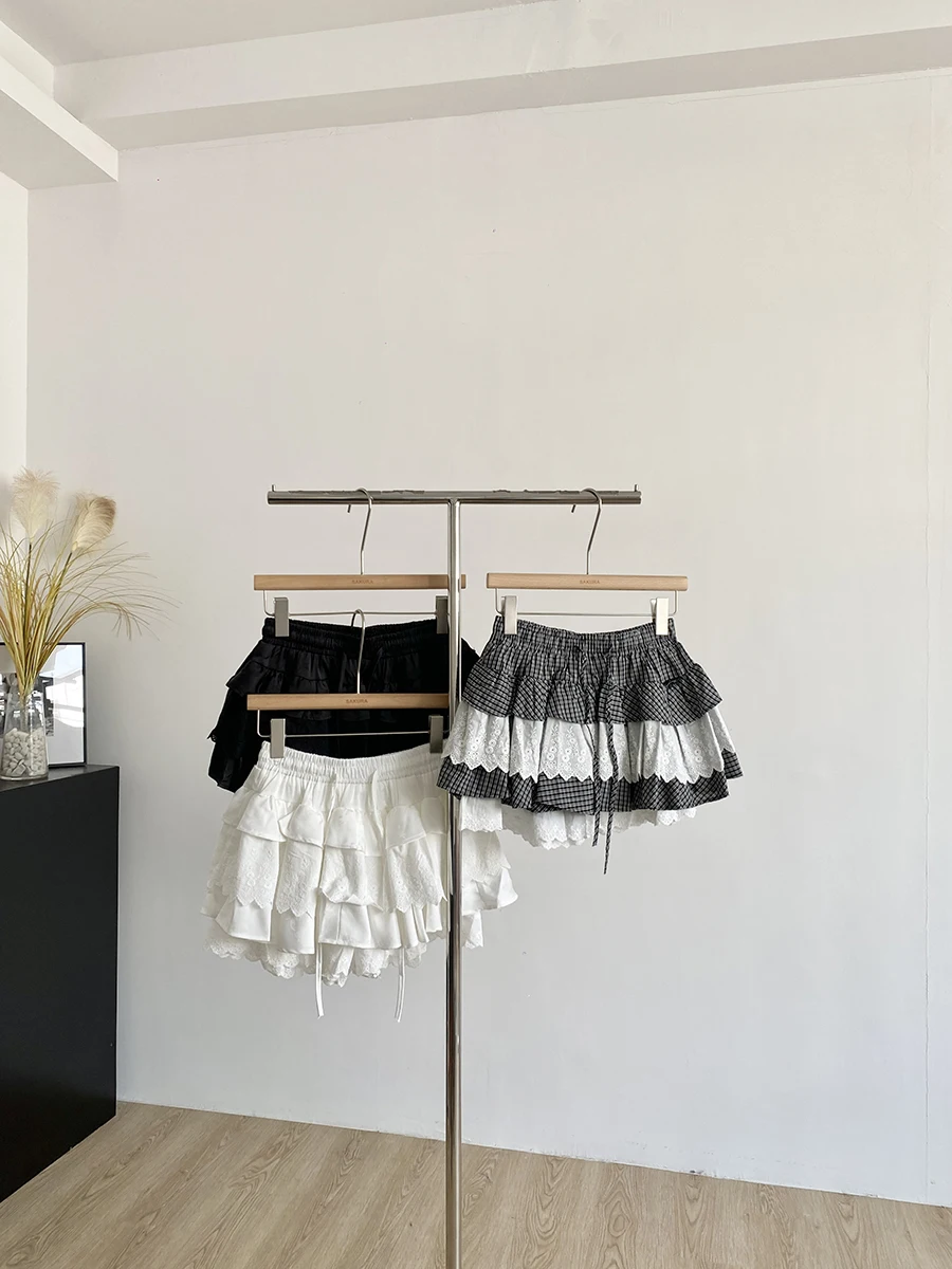 

Юбка миди для полных женщин, кружевная, в клетку, с завышенной талией, А-силуэт, летняя новинка, повседневная, стройнящая, для офиса, многослойная