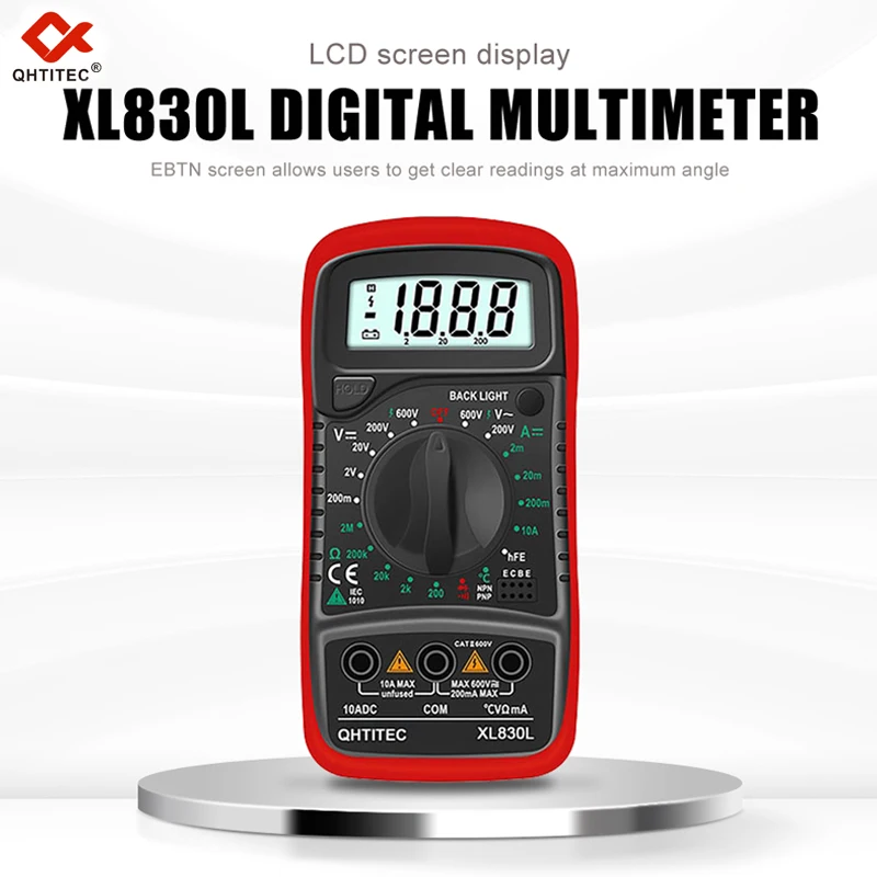 

QHTITEC XL830L Digital Multimeter LCD Measuring Instrument AC/DC Voltage 1999 Counting Multi functional 3-in-1 Ammeter Voltmeter