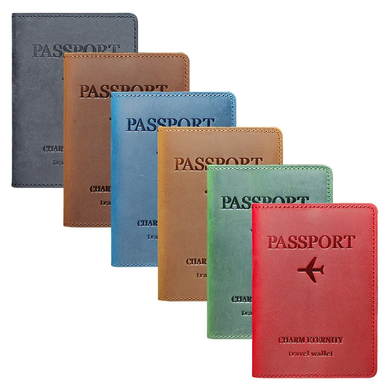 Porte-passeport universel pour femmes et hommes, blocage RFID, étui de voyage fin, pochette en cuir véritable, housse de passeport, portefeuille de voyage