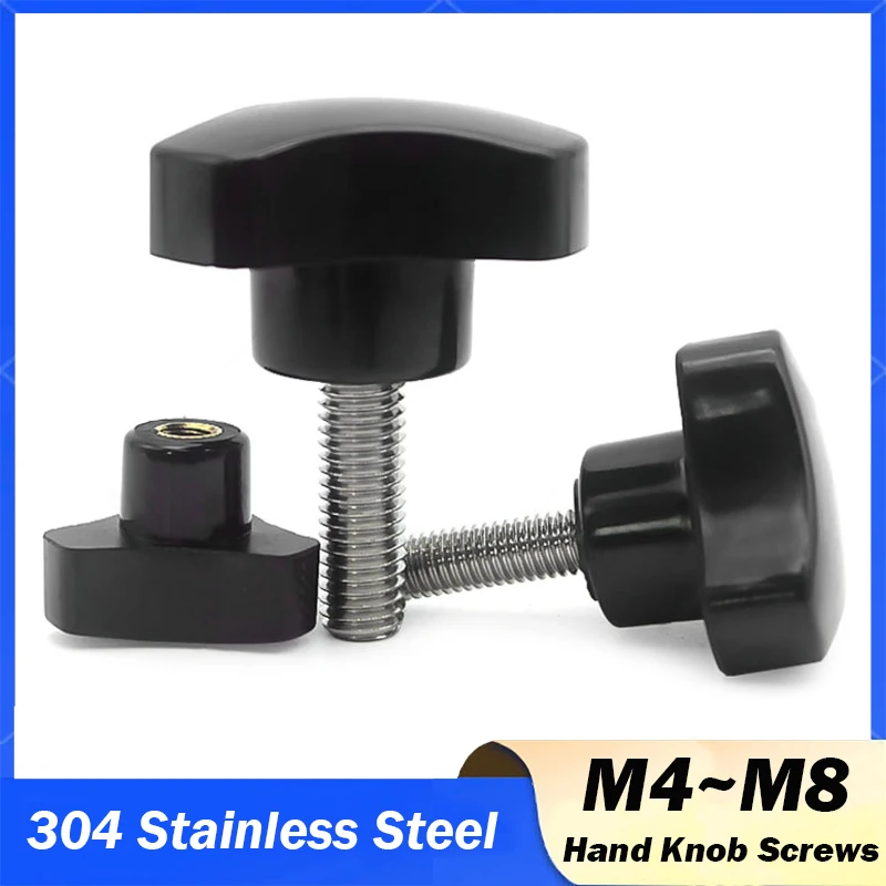 

1/2 шт. бакелитовый винт с треугольной головкой, затягивающий вручную, винт с накатанной головкой M4 M5 M6 M8, винты с ручной ручкой, болт с пластиковой головкой из нержавеющей стали 304