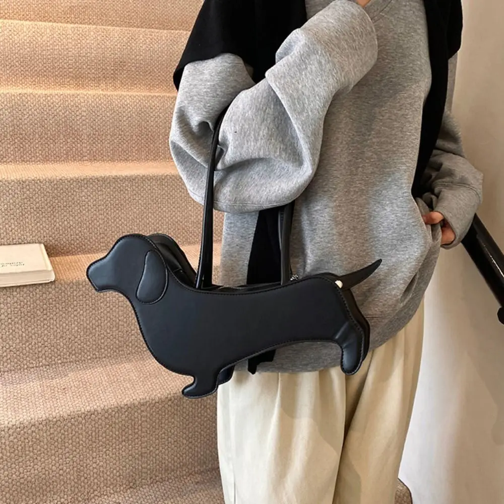 Creative Sausage Dog Dachshund Dog Bag Three-dimensional Creative Animals Shoulder Bag Pu Leather Cute Cartoon Handbag Outdoor