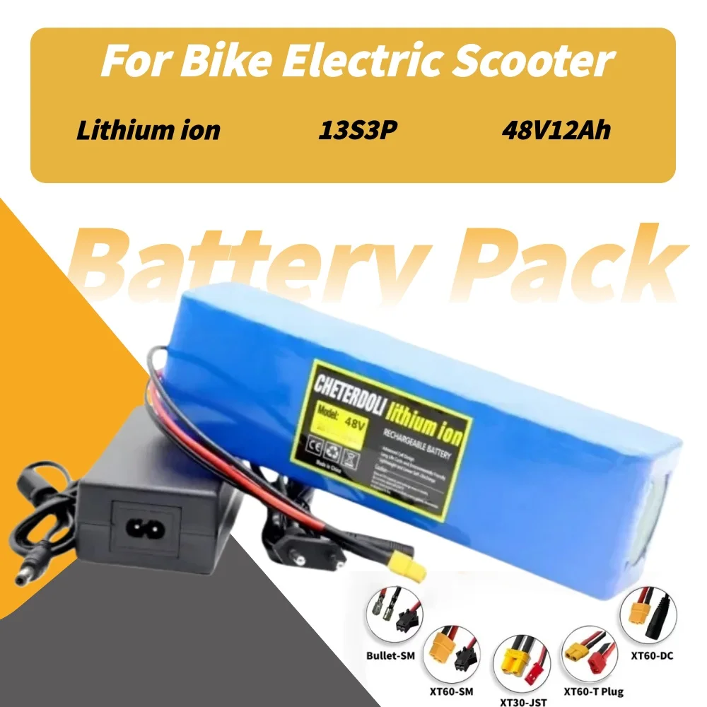 

New 48v lithium battery 12000mAh 1000w 13S3P Li ion Battery Pack For 54.6v 750W 1000W BAFANG Kit built-in 20A BMS With Charge