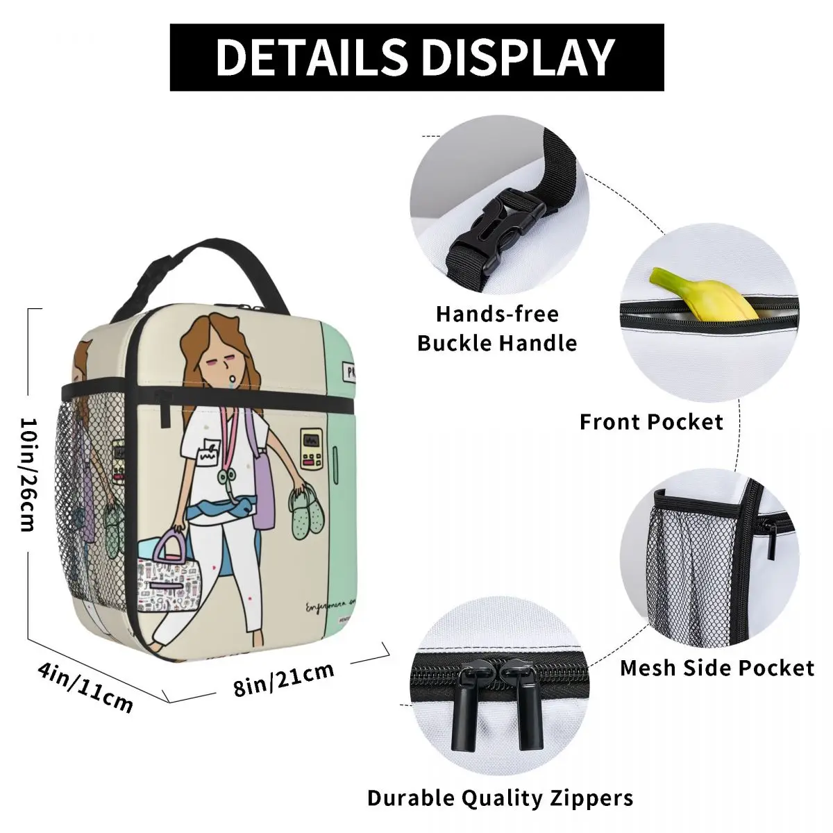 Insulated Lunch Bag Enfermera En Apuros Doctor Nurse Medical Health Lunch Container Cooler Bag Tote Lunch Box College Travel