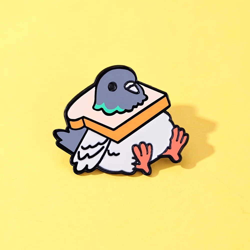 Bread Pigeon Enamel Pin Fashion Animal Decorative Brooches, Zinc Alloy and Silicone, Lapel Bag Badges Jewelry Gifts 6