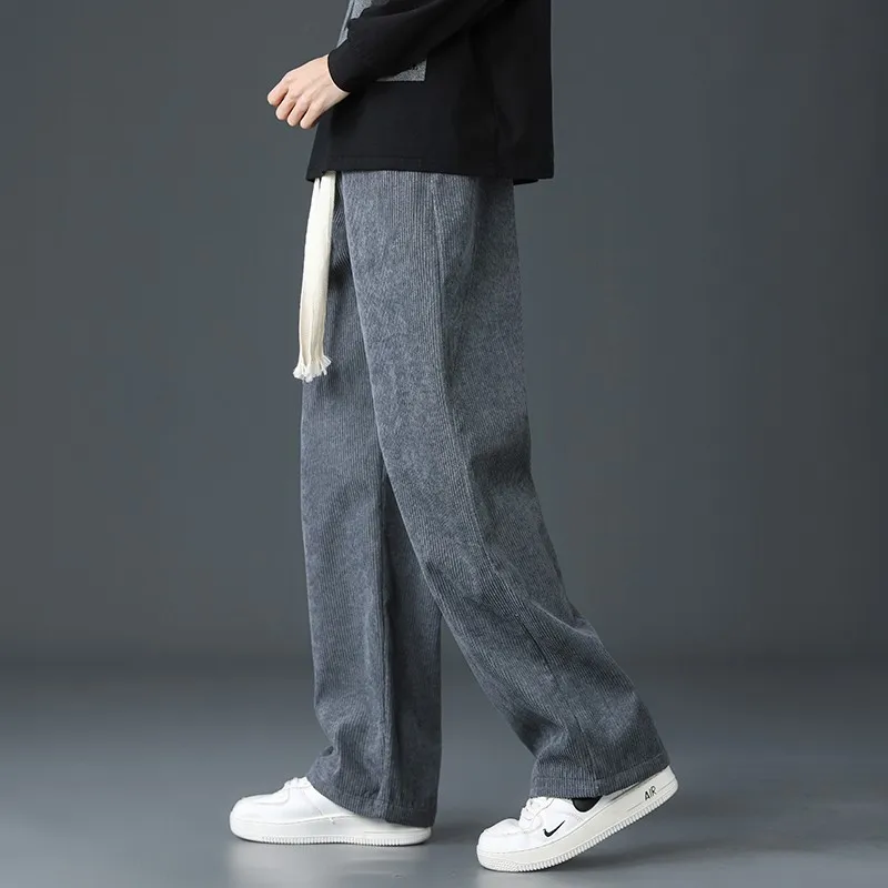

Men's Autumn Winter Corduroy Loose Straight Leg Casual Trousers Versatile Korean Sle Faionable And Comfortable