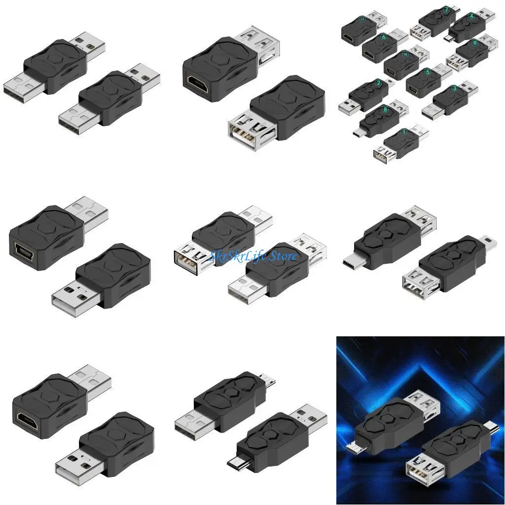 

E65E 2x USB to USB Mini USB Micro USB Connector Mini Converter for Hard Disk Portable