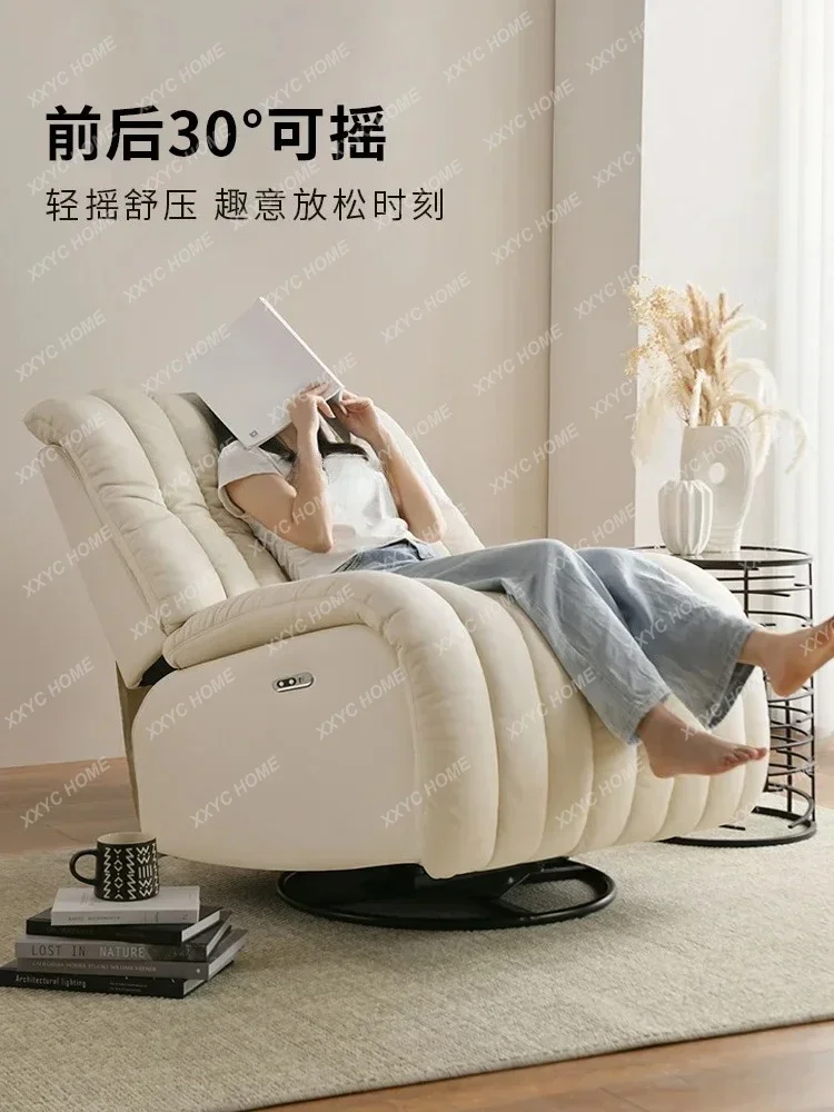 Multifunctional Electric Single-Seat Sofa Chair Genuine Leather Rocking Rotatable Reclining Electric Sofa
