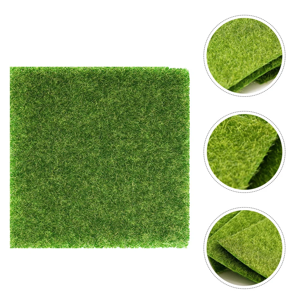 

4pcs Mini Landscape Prop Sand Table Lawn Diy Grass Turf Decor Plastic Turf Mat Artificial Plant Decoration Supply