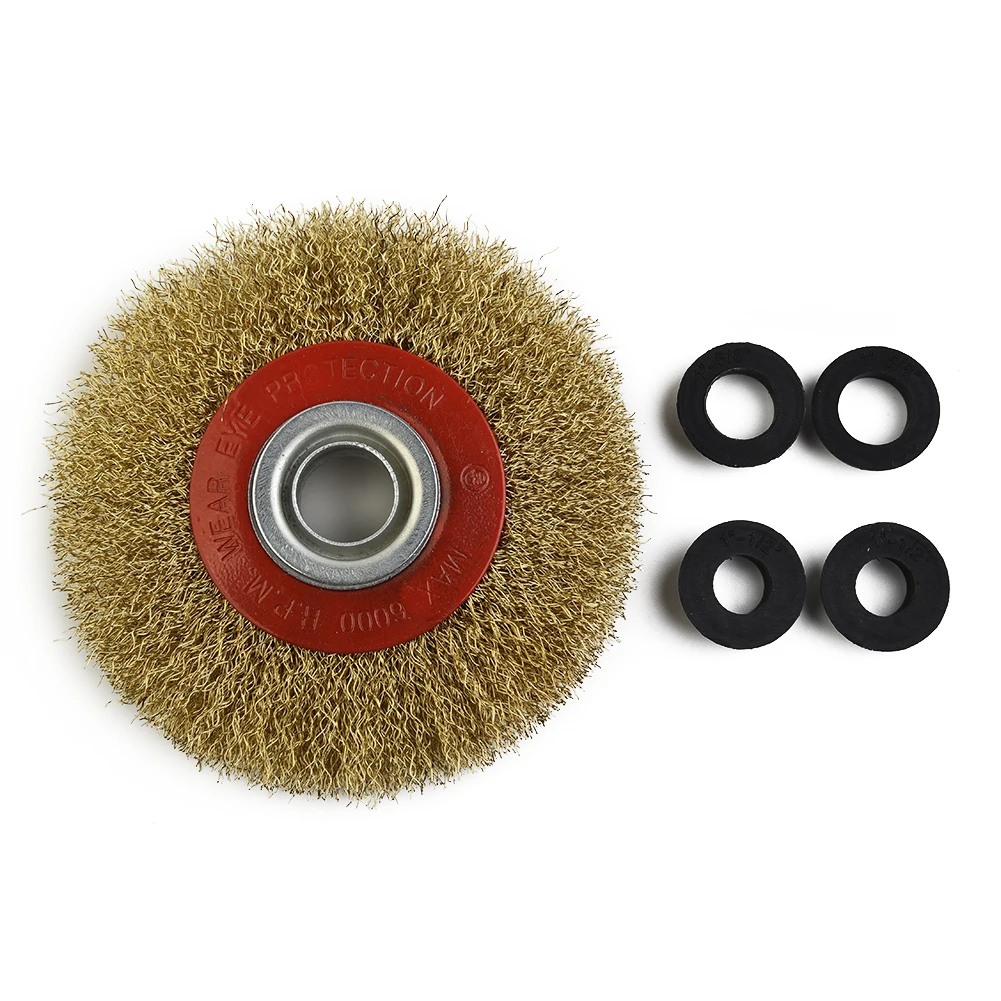 Round Wire Brush Brass Plated Descaling Carbon removal Edge mixing Polishing 125mm Steel Wheel Useful Accessory