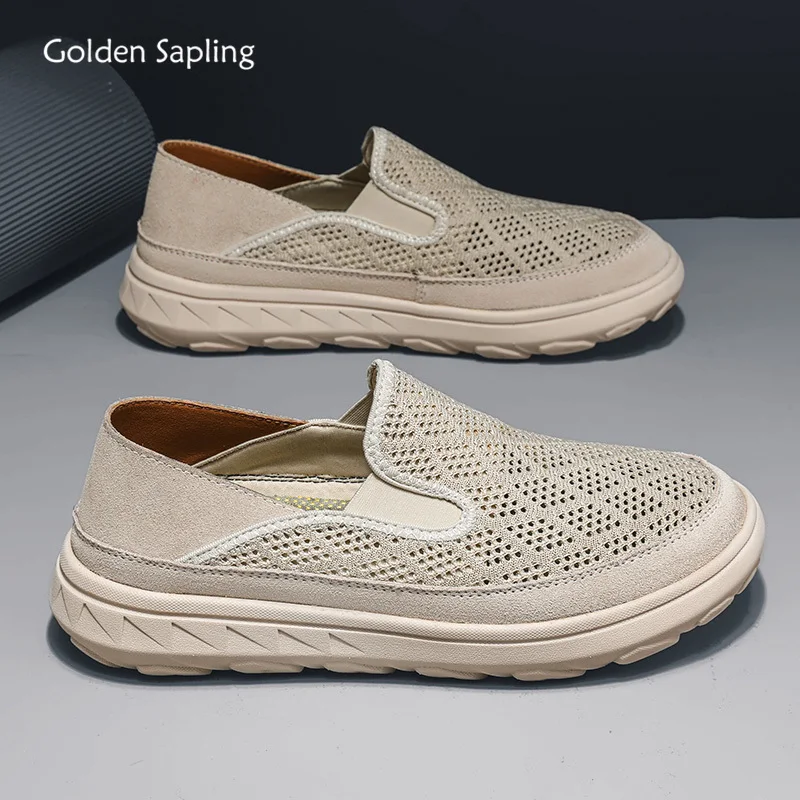 

Golden Sapling Summer Shoes Man Loafers Leisure Flats Comfortable Men's Casual Shoes Lightweight Footwear Breathable Moccasins