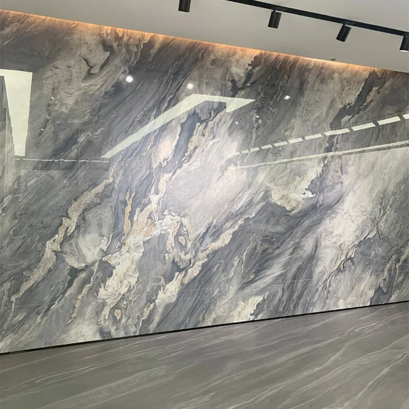 Stone slab large slab continuous pattern 1200X2700 TV background wall tile living room light luxury Beijing