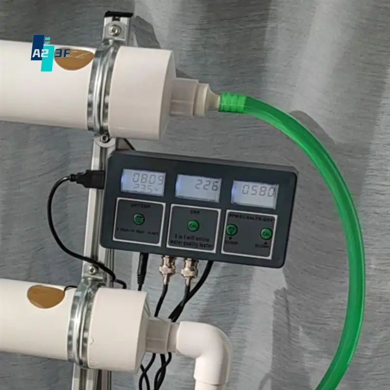 

A23F-8-In-1 Rechargeable Water Quality Tester Tool S.G PH EC Salt ORP TDS CF Temp Multi Parameter Test For Aquarium