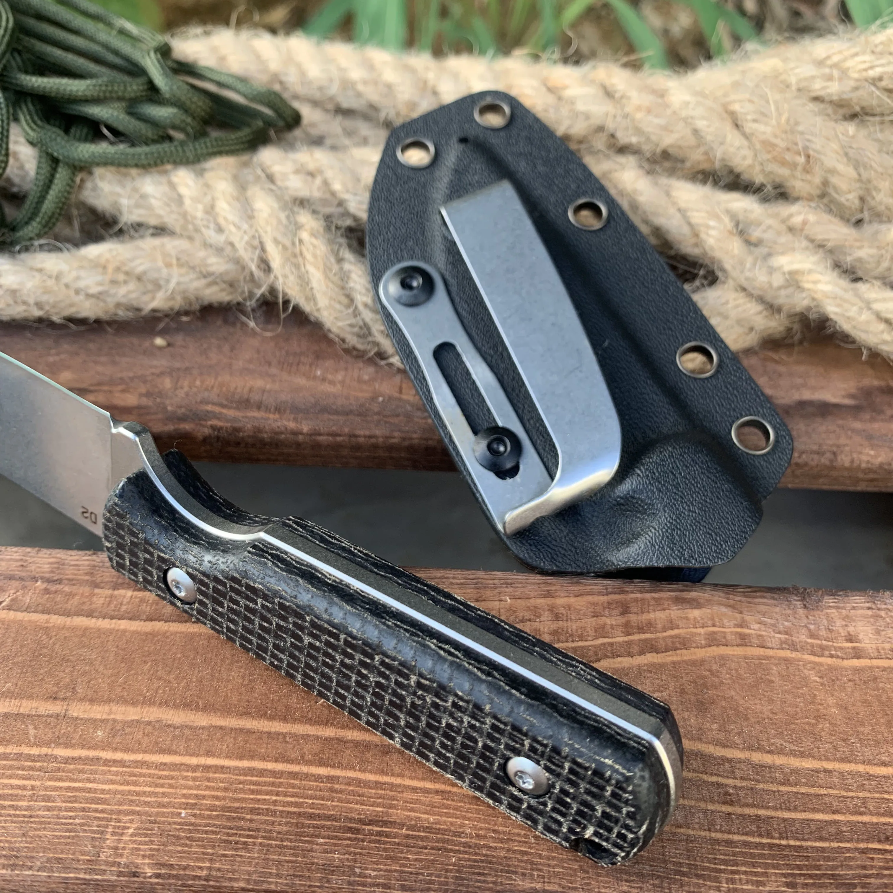 Straight Knife D2 steel Fixed blade linen handle Knife Hunting Tactical K sheath Knives EDC Outdoor Survival Multi-purpose Tool