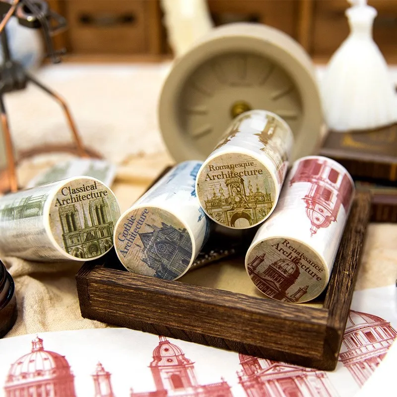 Palace Architectur Vintage Washi Tape Antique Masking Retro Artwork Decorative Tapes For Crafts Journals Planners Scrapbooking