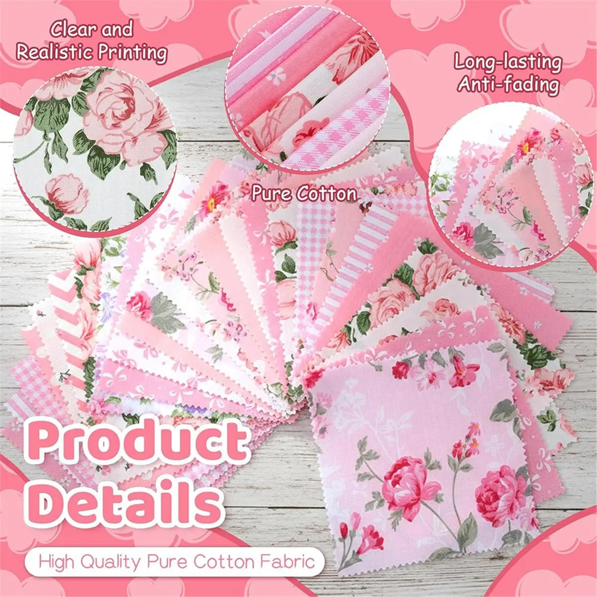 【AT48】 NEW 84 Pcs Pink Charm Packs for Quilting, 100% Polyester Fabric Squares, 5x5-Inch Precut for DIY Crafts