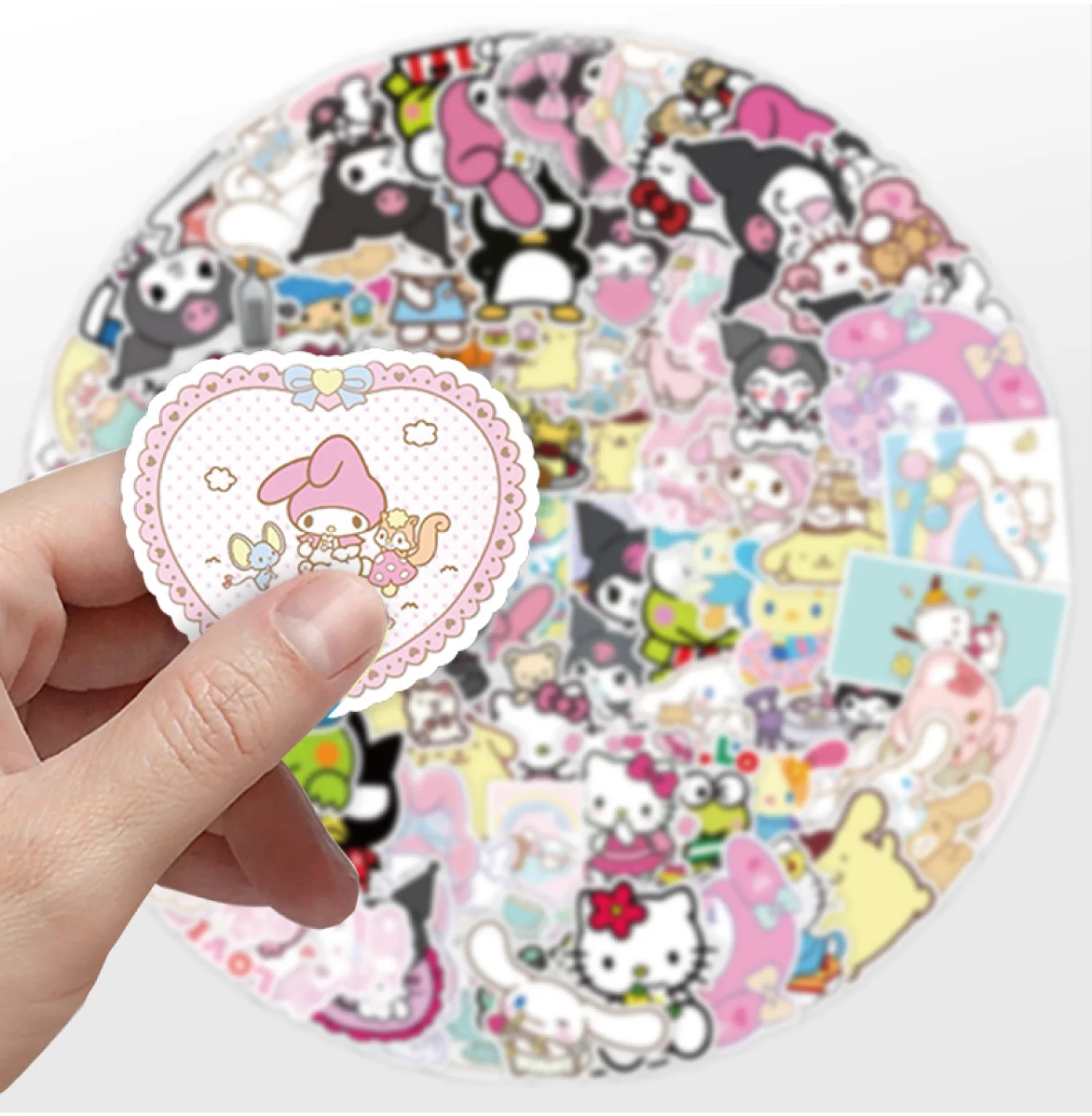 Pegatinas de Hello Kitty Sanrio para niños, calcomanías adhesivas de dibujos animados, regalo para niña, cuaderno, álbum de recortes, papelería,