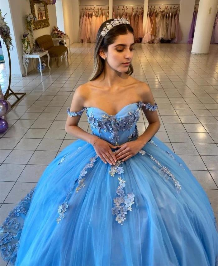 Rosa Prinzessin Quince anera Kleider Ballkleid von der Schulter Tüll Applikationen süß 16 Kleider 15años mexikanisch