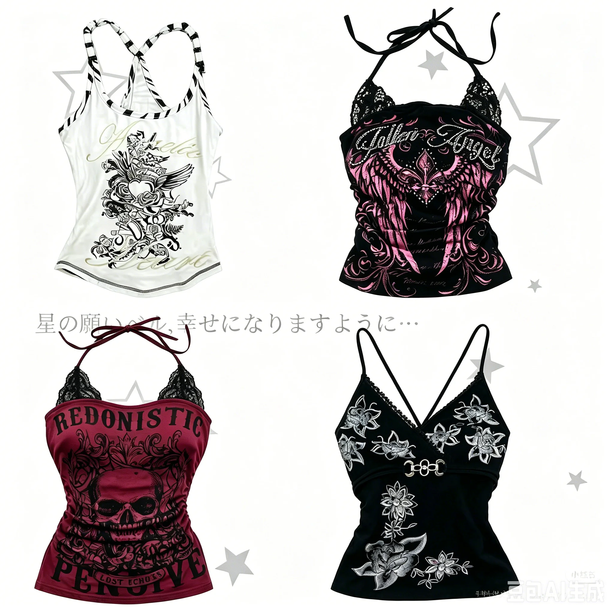 Amerikanisches Vintage Y2K Halter Crop Top Damen Ärmelloses Oberteil Punk Bedruckt Lässig Subkultur Sommer Slim Street Tanktops