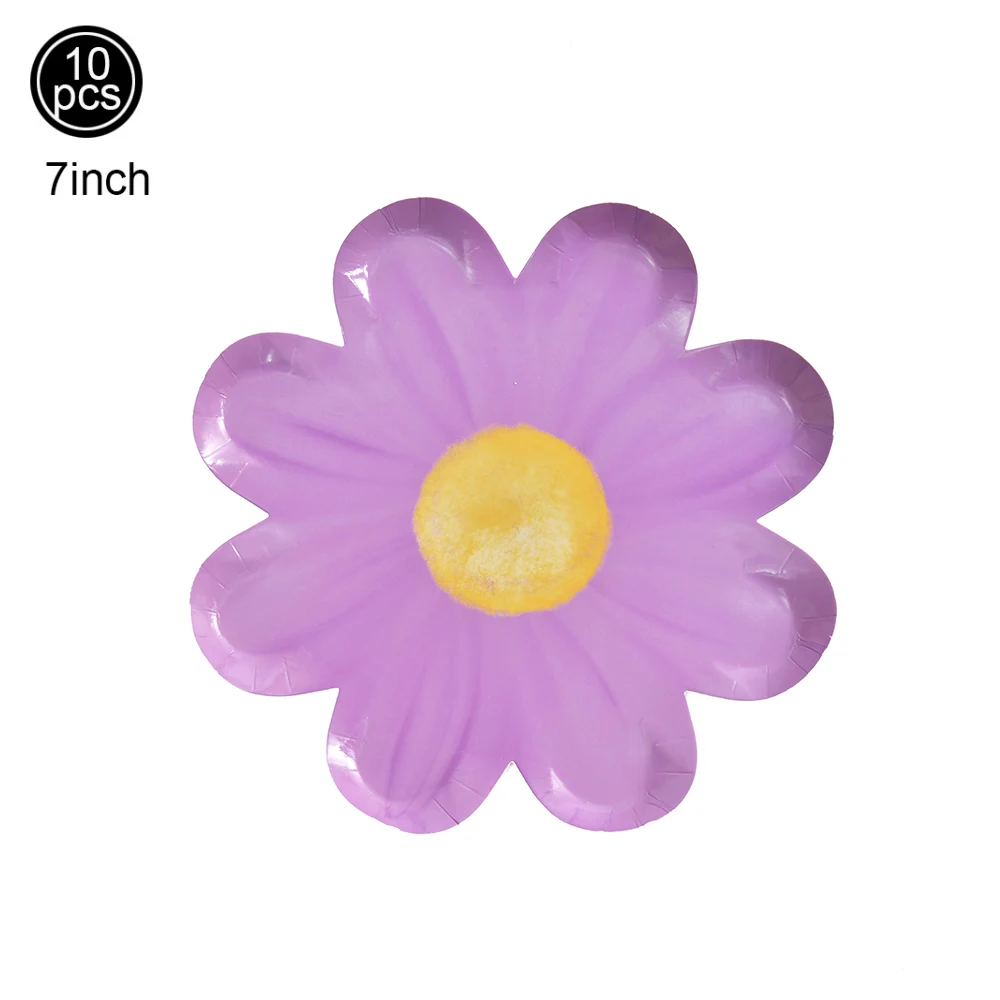 10/20/30/40/50Pcs Einweg Daisy Blume Pappteller Dessert Kuchen Platten Geburtstag Thema Party baby Dusche Dekoration Lieferungen – Detail 2