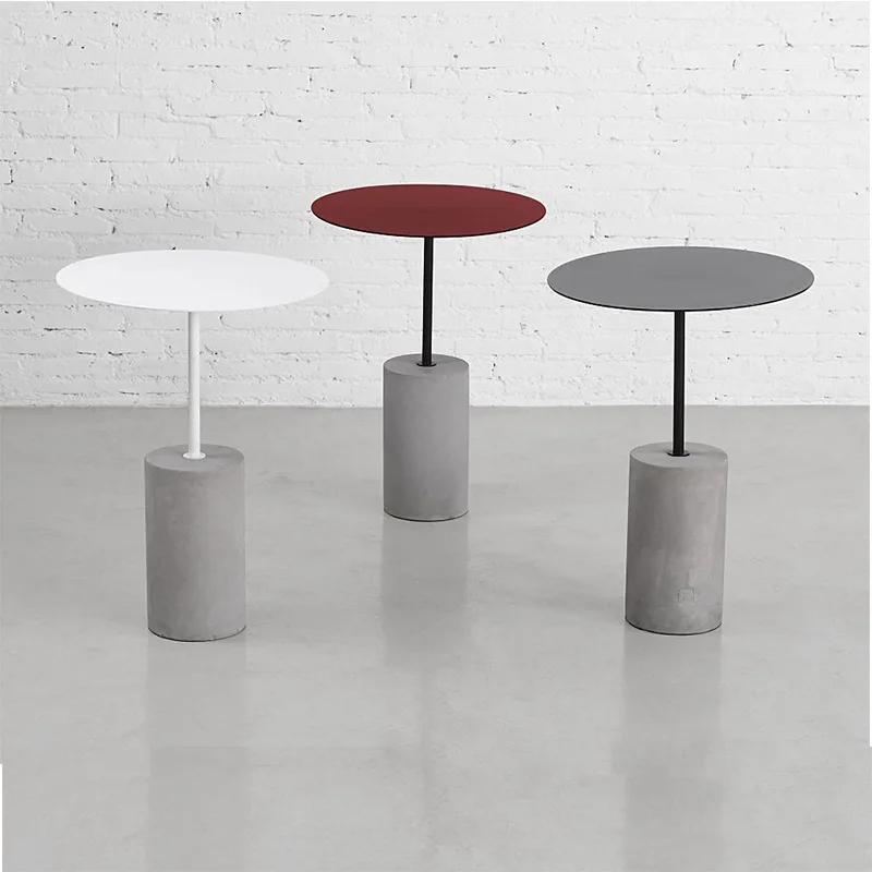 Cement round coffee table, simple and modern, creative home living room, personalized and fashionable sofa corner table