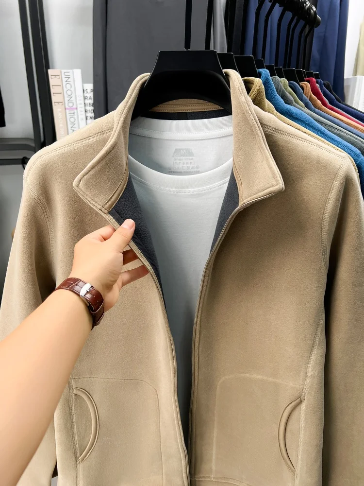 Modische Herrenjacke für Herbst und Winter, hochwertige, verdickte, warme Samtjacke, High-End-Marke Paul Pony, bestickte Jacke mit Reißverschluss und Stehkragen – Detail 25