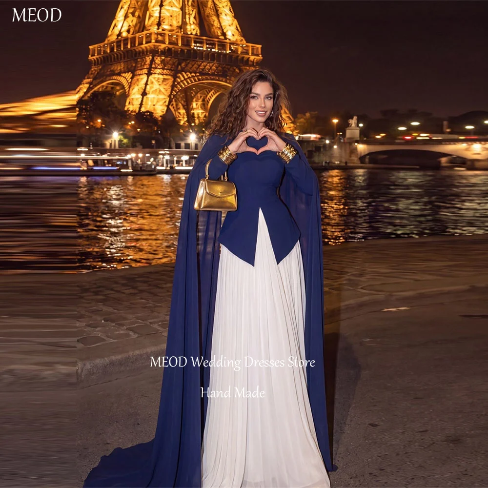 MEOD Chiffon A Line Evening Dresses Modest O Neck Elegant Prom Gowns Floor Length Formal Long Sleeves Party Attire Customized