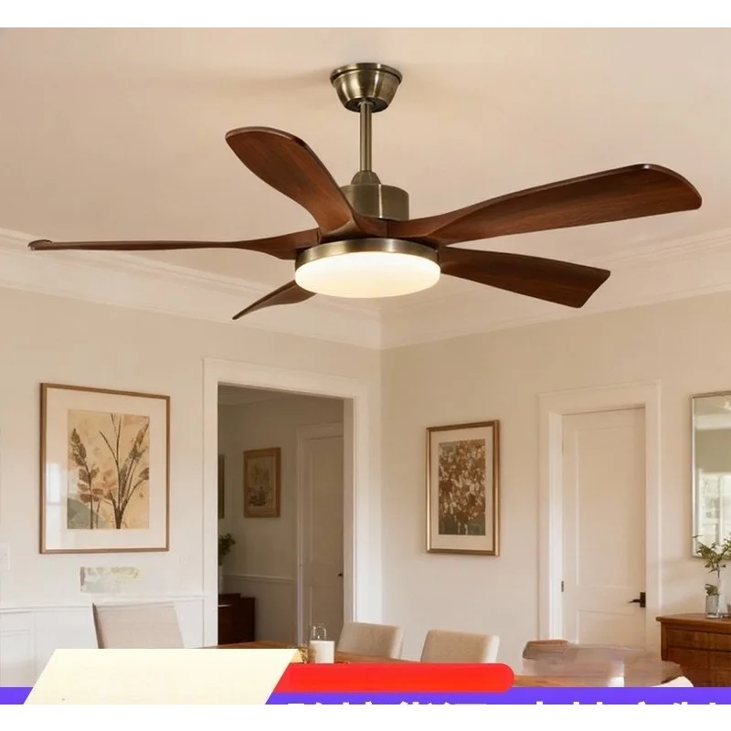 Vintage Walnut Ceiling Fan Light Dining Living Room Full Spectrum Eye Protection Quiet Mount Home Living Room Ceiling Fans