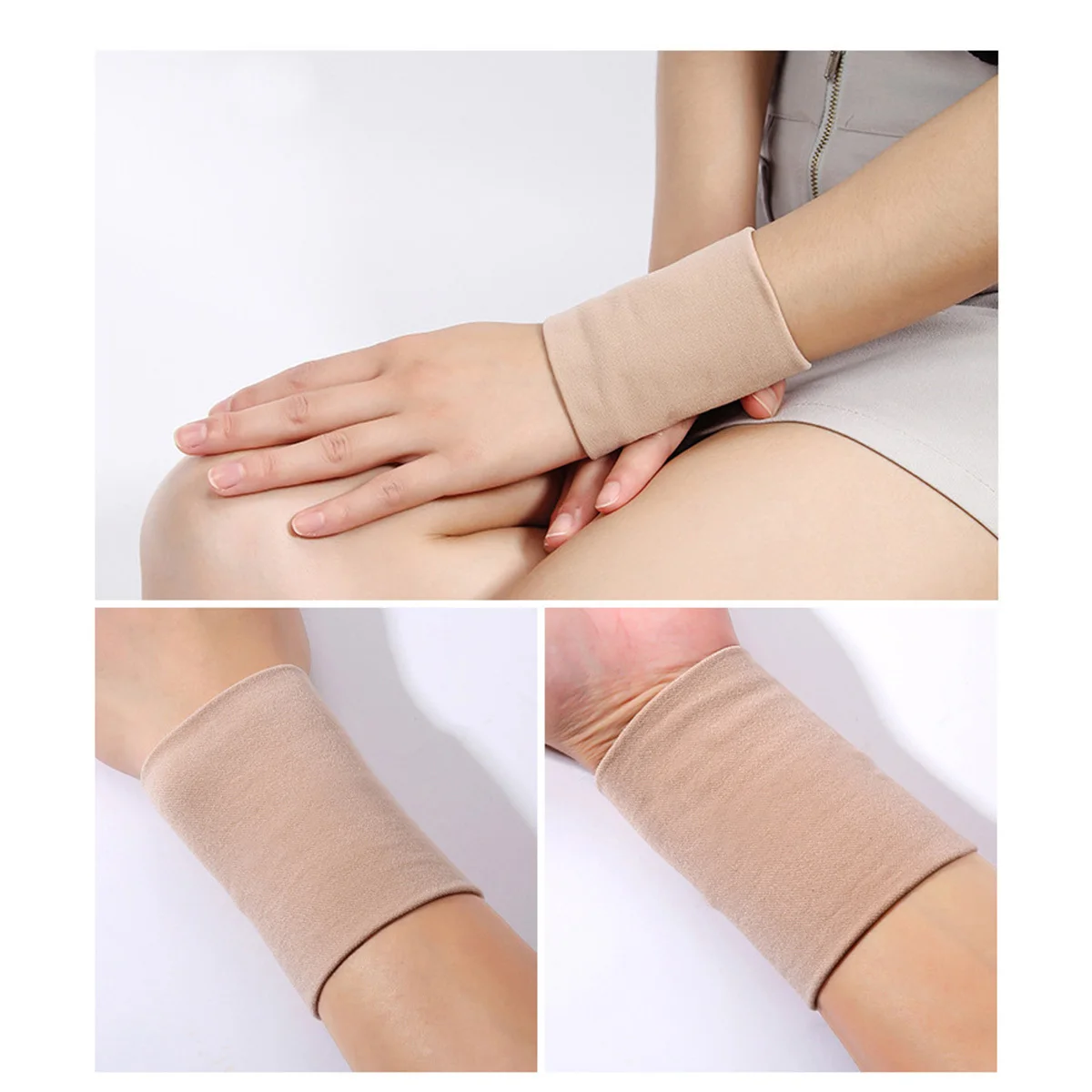 

2Pcs Wrist Support Brace Breathable Elastic Wrist Guards Medical Sports Injury Protector Beige Size Xxl Lightweight Pain Relief