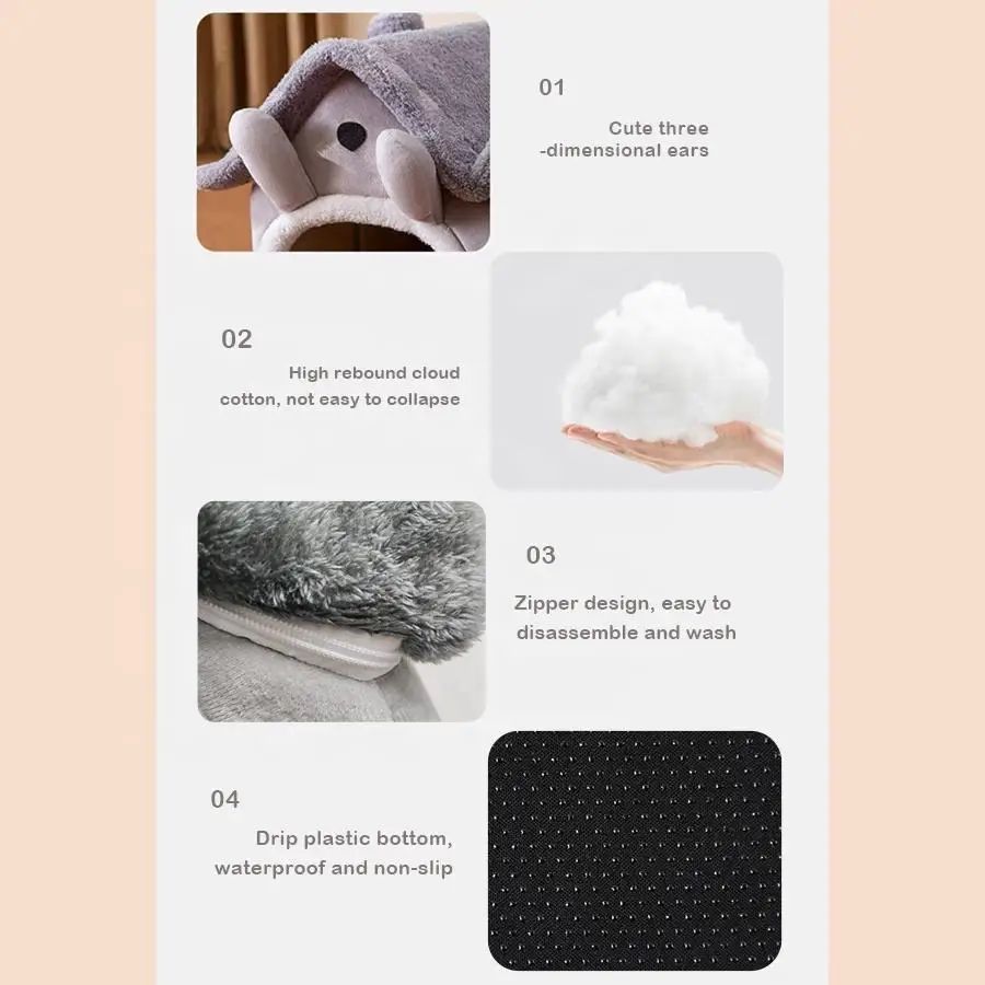 Washable Foldable Antibacterial Winter Warm Pet Home Nest Stuffed Mat HousevRemovable Plush Cushion Foldable Soft Kennel Tent