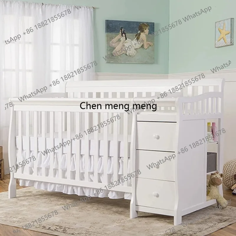 

Adjustable Portable Wooden Baby Crib Cot Vendor Wholesale Solid Wood Toddler House Bed Folding Cot