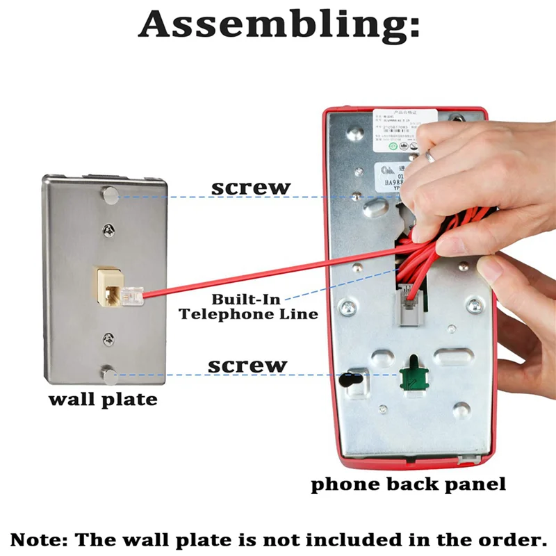 

A99E-2X Wall Phones For Landline With Mechanical Ringing, Single Line 2554 Wall Telephone With Voicemail Indicator,Red