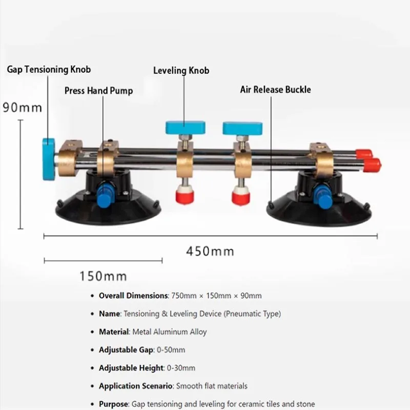 Adjustable Manual Seamless Stone Seam Setter Marble Stone Seamless Splicing 150MM*2 Vacuum Suction Cup Tile Installation Levelin