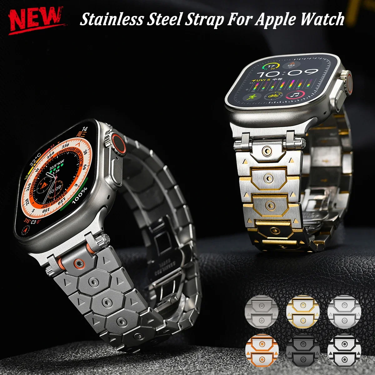 

Metal Band For Apple Watch Series Ultra 49mm 10 42/46mm Stainless Steel Strap for Iwatch Series 10 9 8 7 6 5 38 41 42 44 45 40mm