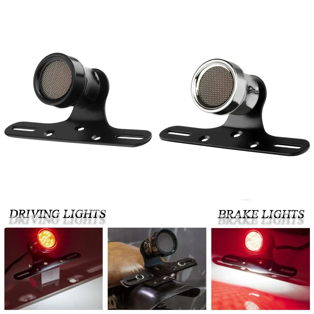 Tylne światło stopu motocykla LED Retro czerwona lampa z mocowaniem tablicy rejestracyjnej dla Harley Chopper Bobber Cafe Racer