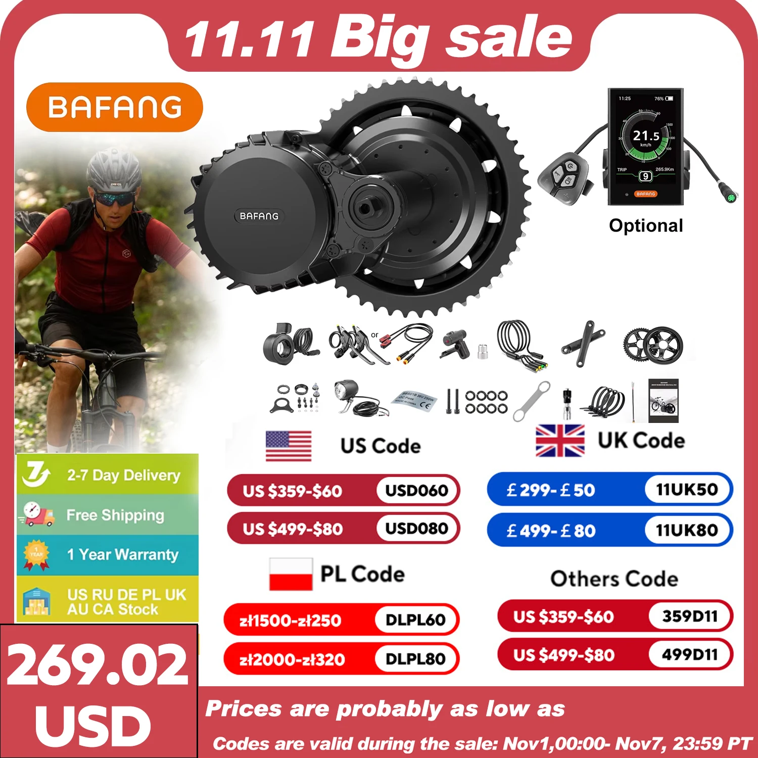 Bafang 750W 48V Motor Kit Complete Set Electric Bike Middle Drive 8fun BBS02 BBS02B eBike Conversion Kit Central Bicycle Engine