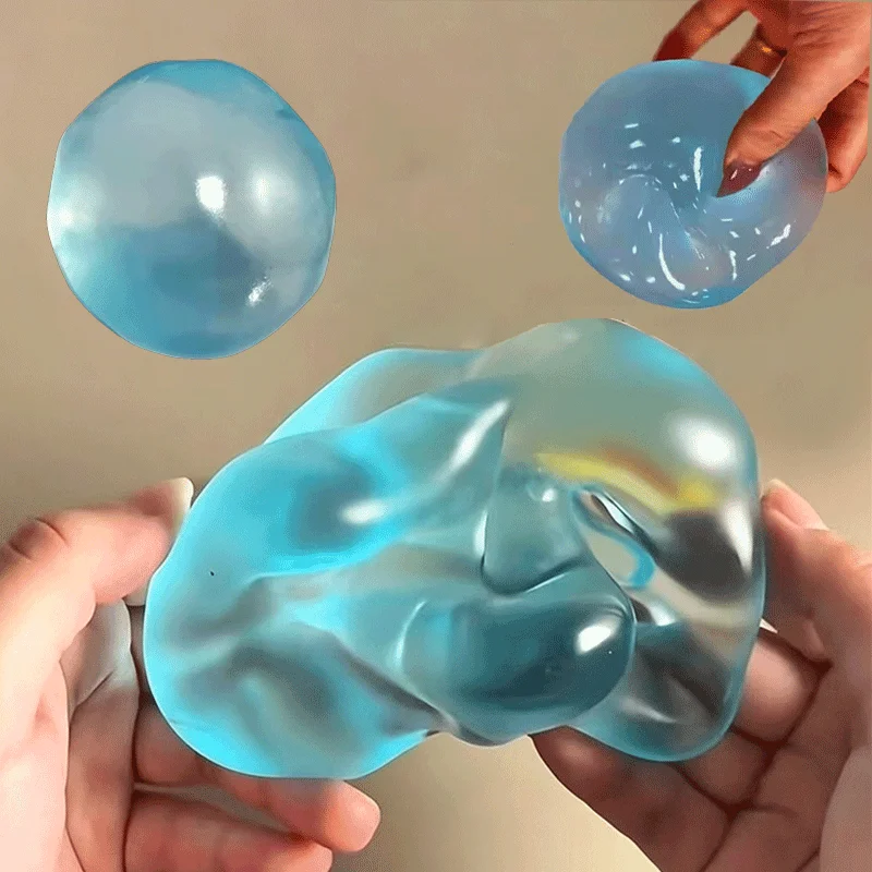 Juguetes Sensoriales Mochi de Plástico Blandos y Transparentes con Aceite de Coco y Maltosa, Juguete Antiestrés de Rebote Rápido para Adultos, Regalos