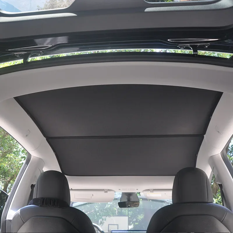 Auto Windshield Sunshades Applicable to For Tesla Model Y Skylight Sunshade Split Car Ceiling Canopy Sun Protection Car Sunshade