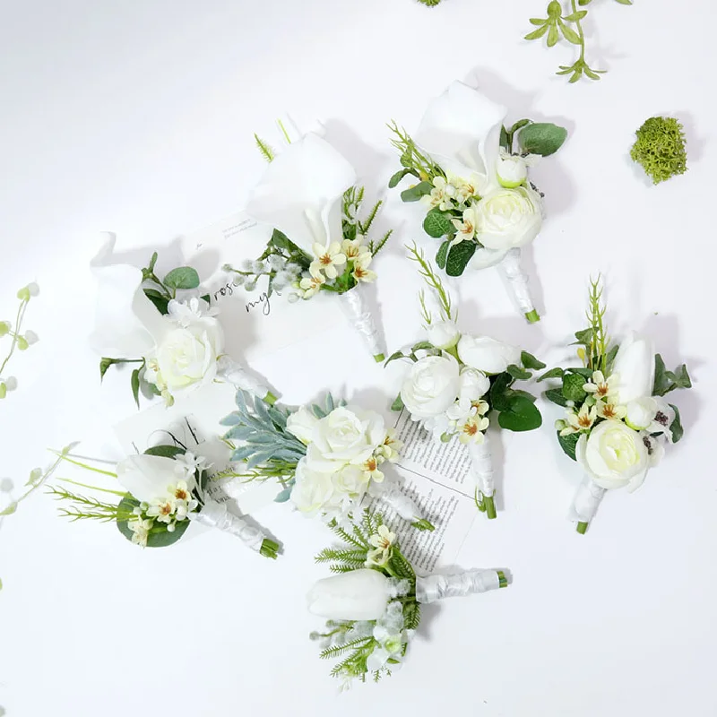 Ramillete de celebración de negocios de estilo occidental, flor de mano, suministros de boda, flor simulada, estudio de fotografía, serie blanca