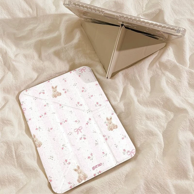 Protective Case for IPad 10.2 Case 7/8/9th Generation IPad 10th Generation Case 2022 2020 Pro 11 Pink Decorated with Floral Bow