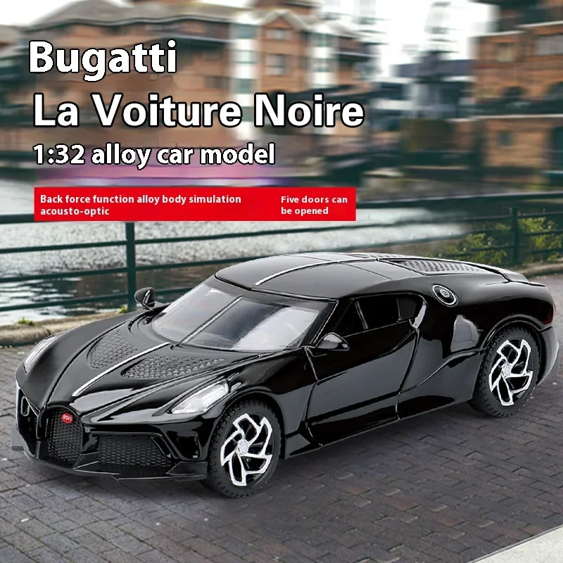 

1:32 Bugatti La Voiture Noire Sports Car Alloy Diecast Miniatures Trendy Computer Desktop Ornaments Children Birthday Toy Gift