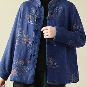 Gelegenheitsfrau gepolsterte Jacken Neuankömmlinge 2023 Herbst Chinesische Stil Vintage Blumener loser Eindruck weibliche Bruttomänner B3194 10 Hauptverkaufsmantel, insbesondere floral - №5