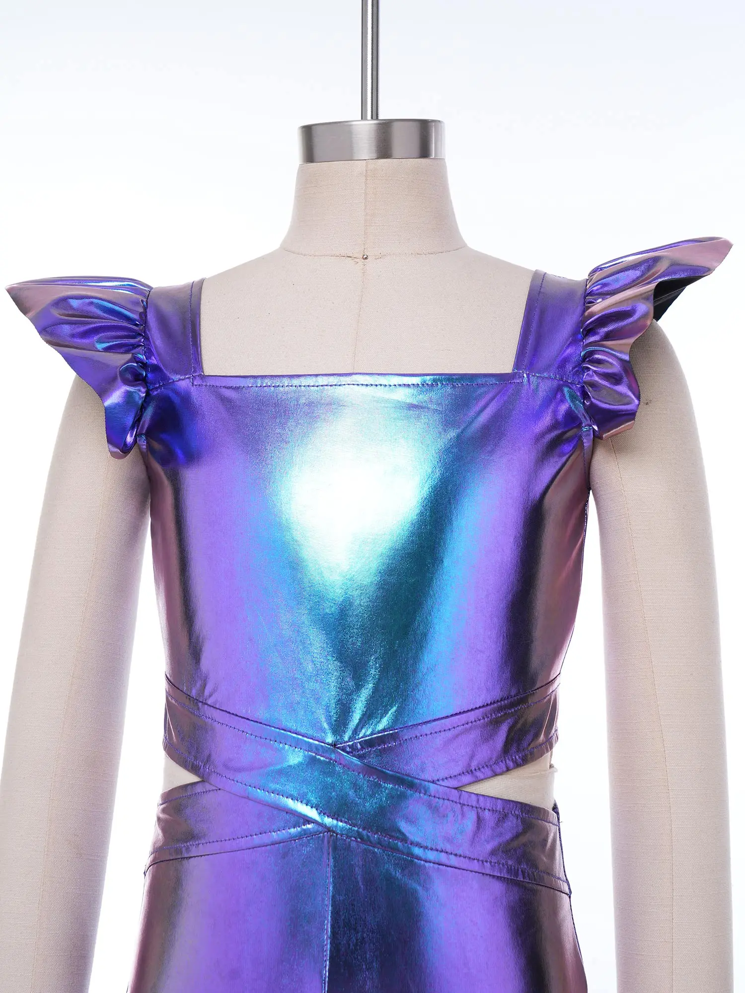 Trajes de Cumpleaños para Niñas, Mono Brillante y Metalizado con Falda Acampanada, Traje de Discoteca, Ropa de Calle para Niños, Disfraz de Fiesta