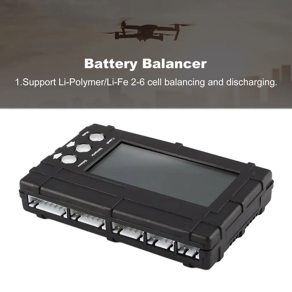 3in1 Battery Balancer LiPo/LiFe 2-6s Balancing Discharger Voltage Meter Tester LCD Screen Register JST Connector for RC Model